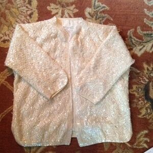 Hand made beaded evening jacket - 100% pure wool - sz 42